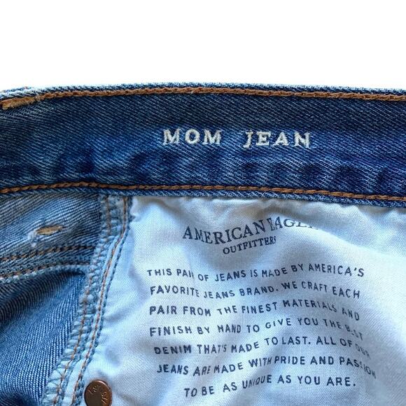 American Eagle Mom Jean Womens Denim Jeans Medium Wash Size 6 High Rise - Picture 6 of 8